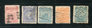 Bolivia 35-39 Nine & Eleven Star Stamp Set Used 1893 Perf 11