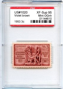 US SCOTT #1020 MINT-XF-SUP-OG-NH GRADED 95 PSE ENCAPSULATED SMQ $35 (7/30/24 GP)