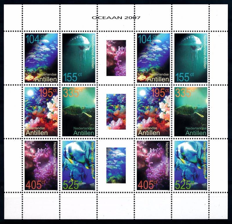 [NAV1746] Netherlands Antilles 2007 Marine Life Fish Coral Sheet with Tabs MNH