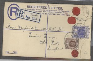 Nigeria  1931 used from Ondo, flap tears, Osmogbo and Plymouth transit cancels