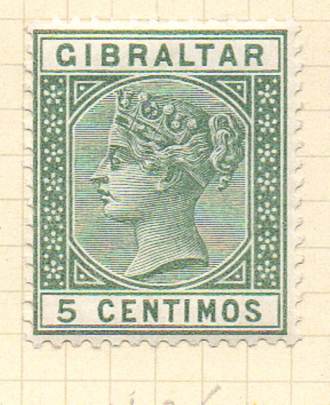 Gibraltar Sc 29 1889 5 centimos green Victoria stamp mint