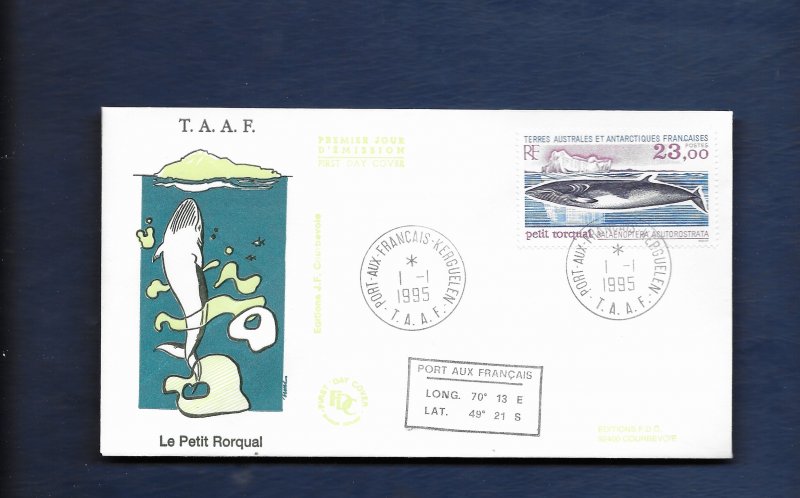 FRENCH ANTARCTIC 1995 RORQUAL FDC