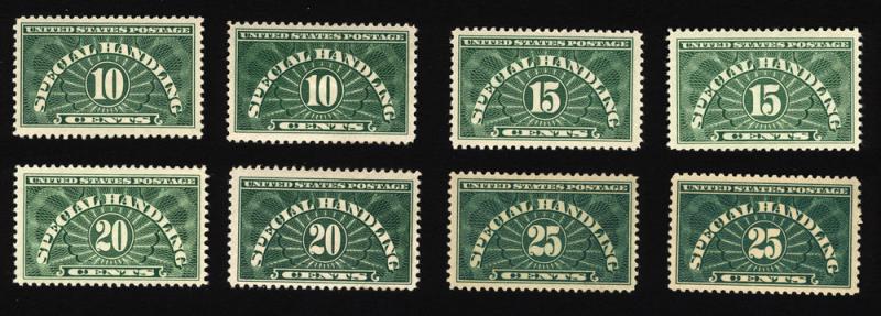 #QE1-QE4 10c-25c  Special Handling Set w/ AT Error Shades NICE MINT