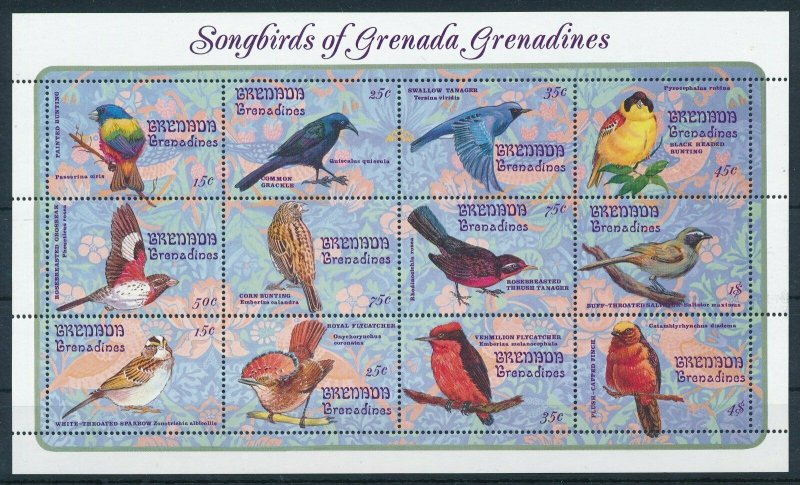 [108896] Grenada Grenadines 1993 Birds vögel Sparrow Flycatcher Mini sheet MNH