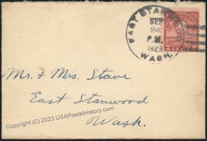 USA 1929 EAST STANWOOD Snohomish County Washington DPO Cover 111648