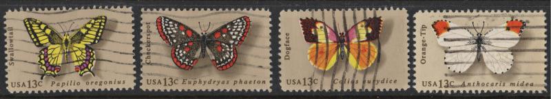 SC#1712-15 13¢ Butterflies Singles (1977) Used