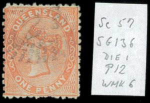 aa5627j  - Australia QUEENSLAND - STAMP - SG # 136 Die 1 - Watermark 6 - USED