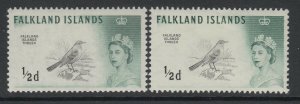 Falkland Islands, Scott 128 var (SG 193ab), MLH, Weak Entry variety