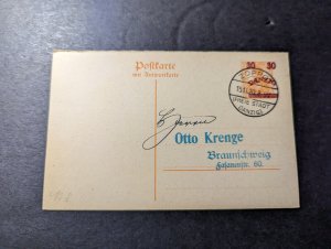 1920 Germany Danzig Overprint Postcard Cover Zoppot to Braunschweig