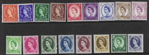 GB 292-308   1952  set 17    FVF  Unused