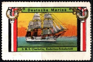 Vintage Germany Poster Stamp German Navy S.M.S. Charlotte Cadet Training Ship