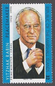 Marshall Islands # 601, Yitzhak Rabin, Israel Prime Minister, Mint NH