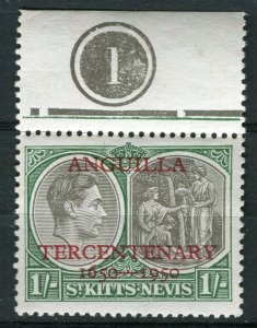 ST.KITTS NEVIS; 1938 early GVI CONTROL MARGINAL Mint 1s. value