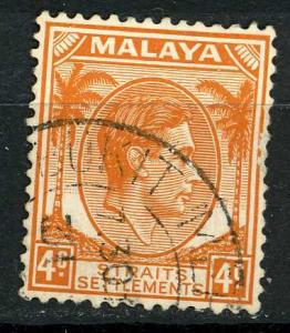 MALAYA Straits Settlements 1937 Scott 240 used, 4c George VI