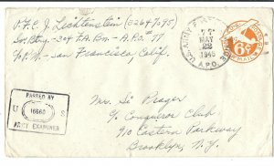 APO 77, Okinawa, Ryukyus Islands to Brooklyn, NY 1945 Airmail (M5669)