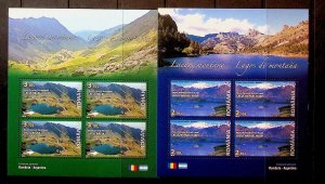 ROMANIA Sc 5201-2 NH 2 MINISHEETS OF 2010 - LAKES - JOINT ISSUE W/ARGENTINA