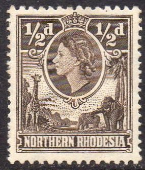 Northern Rhodesia 1953  ½d deep brown MH