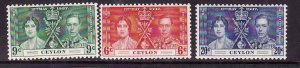 Ceylon-Sc#275-7- id9-unused hinged Omnibus set-KGVI Coronation-1937-    