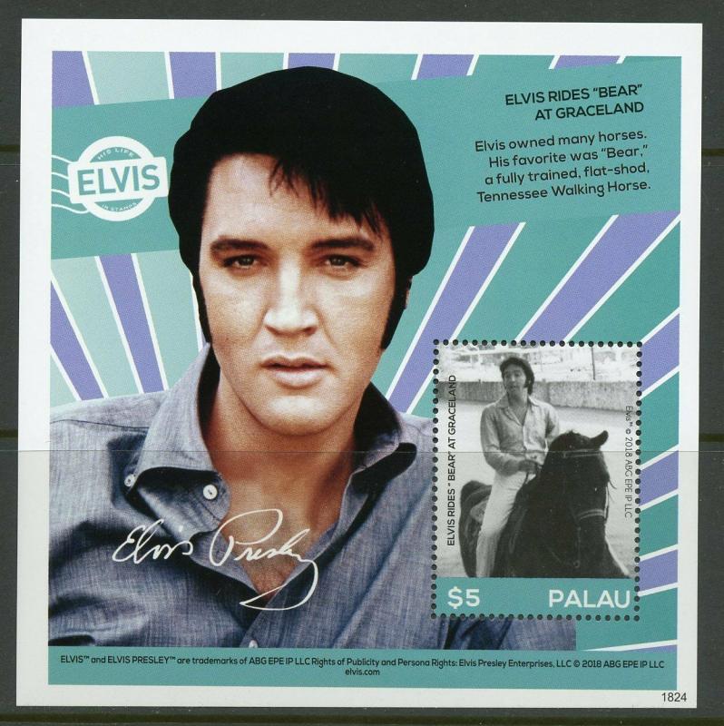 PALAU 2019 ELVIS PRESLEY  SET OF FOUR SOUVENIR  SHEETS  MINT NEVER HINGED 