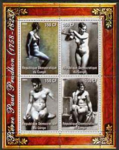 CONGO KINSHASA - 2004 - Nudes, Prodhon - Perf 4v Sheet - MNH - Private Issue