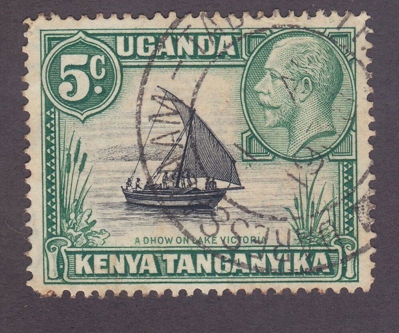 Kenya Uganda & Tanzania 47a Used 1935 5c Green Type II Dhow on Lake Victoria