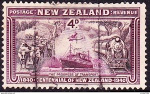 NEW ZEALAND 1940 KGVI 4d Chocolate & Lake SG619 Used