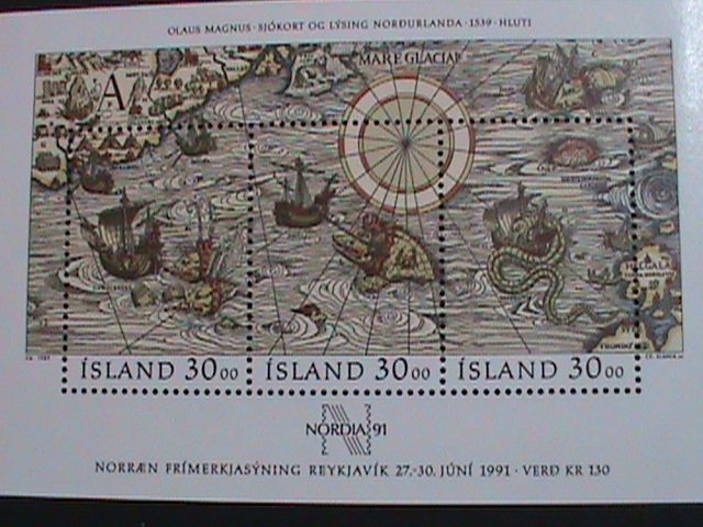 ICELAND-1989-SC#681 NODIA'91- STAMP SHOW- WORLD STAMP DAY MNH S/S-VERY FINE