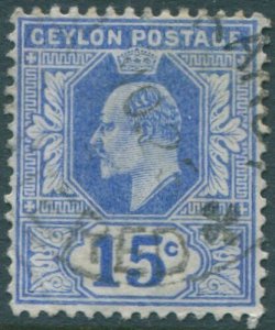 Ceylon 1904 SG283 15c blue KEVII mult crown CA wmk FU (amd)