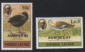 Sierra Leone 637A-638A, Birds - Overprinted Ausipex  1981, Mint Hinged. 1/3 Cat.