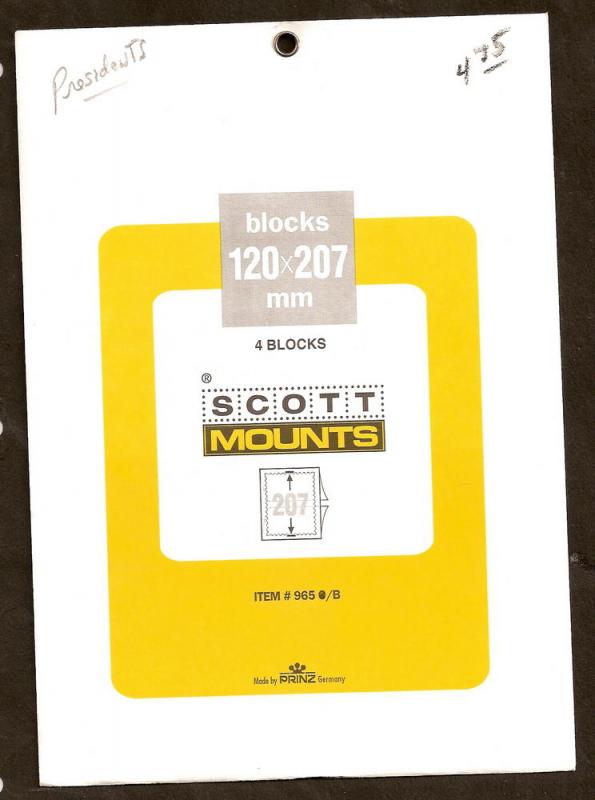 SCOTT MOUNTS - 120 x 207 MM - 4 BLOCKS - BLACK BACKGROUND