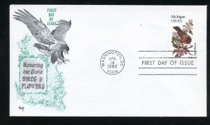 US 1974 Michigan American Robin Apple Blossom UA Marg cachet FDC 