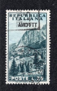 Italy Trieste 1954 25 l Mountain, Scott 191 used, value = 40c