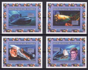 Guinea 2006 NAUTILUS-TITANIC-SEAN CONNERY-ROBERT FULTON 4 S/S IMPERFORATED MNH