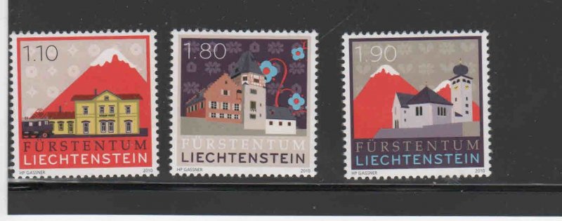 LIECHTENSTEIN #1495-1497  2010  BUILDINGS    MINT  VF NH  O.G