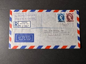 1956 Registered Tangier Airmail Cover British PO to Albany OR USA British Colony