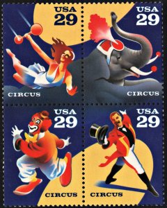 SC#2750-53 29¢ American Circus Block of Four (1993) MNH