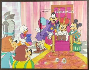 Grenada Disney Prince and the Pauper Souvenir Sheet 5 x 4 inches 1985