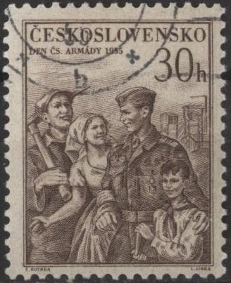 Czechoslovakia 721 (used cto, nh) 50h Army Day, vio brn (1955)