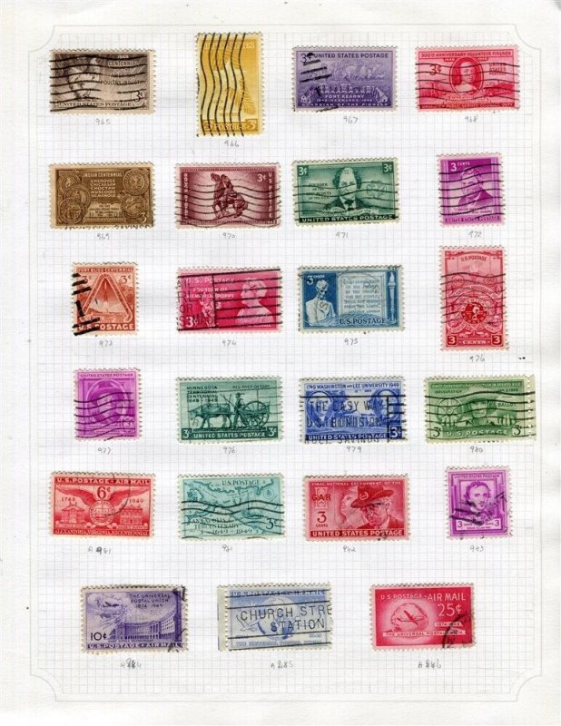 USA; 1948-50 fine early run of used values on cat numbered album page