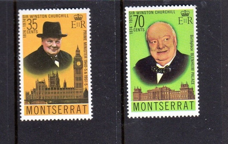 MONTSERRAT #312-313 1974 SIR WINSTON CHURCHILL MINT VF NH O.G aa