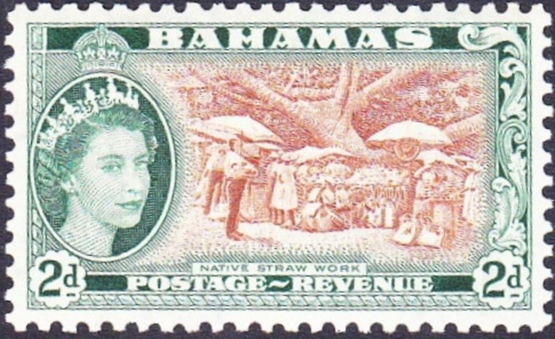 BAHAMAS 1962 QEII 2d Yellow-Brown & Deep Myrtle Green  SG204a MH