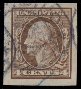 US #346 4¢ orange brown, used, JUMBO margins, XF/S