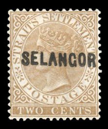 Malayan States - Selangor #5 Cat$140, 1881 2c brown, hinged