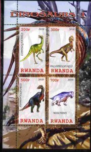 RWANDA - 2010 -  Dinosaurs #1 - Perf 4v Sheet - MNH - Private Issue