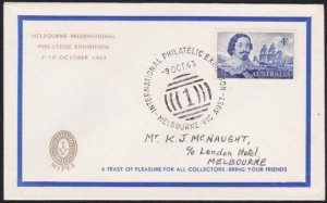 AUSTRALIA 1963 Melbourne Exhibition cover with 4/- Tasman..................A8344