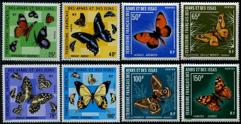 HERRICKSTAMP AFARS AND ISSAS Sc.# 392-99 Butterflies Mint NH