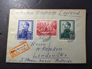 1951 Registered Germany DDR Mao Zedong Chinese Friendship Berlin to London