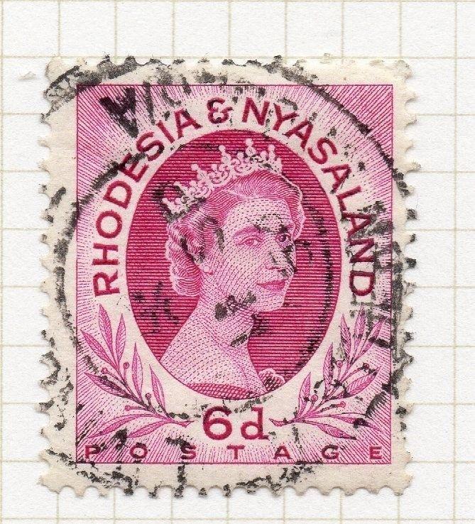 Rhodesia & Nyasaland 1954 QEII Early Issue Fine Used 6d. 075718