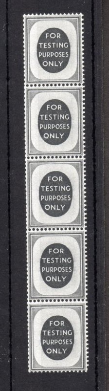UNMOUNTED MINT STRIP OF POST OFFICE TESTING STAMPS (WATERMARK MULTIPLE CROWNS)