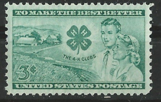 USA # 1005  4-H Clubs    (1) VF Mint NH